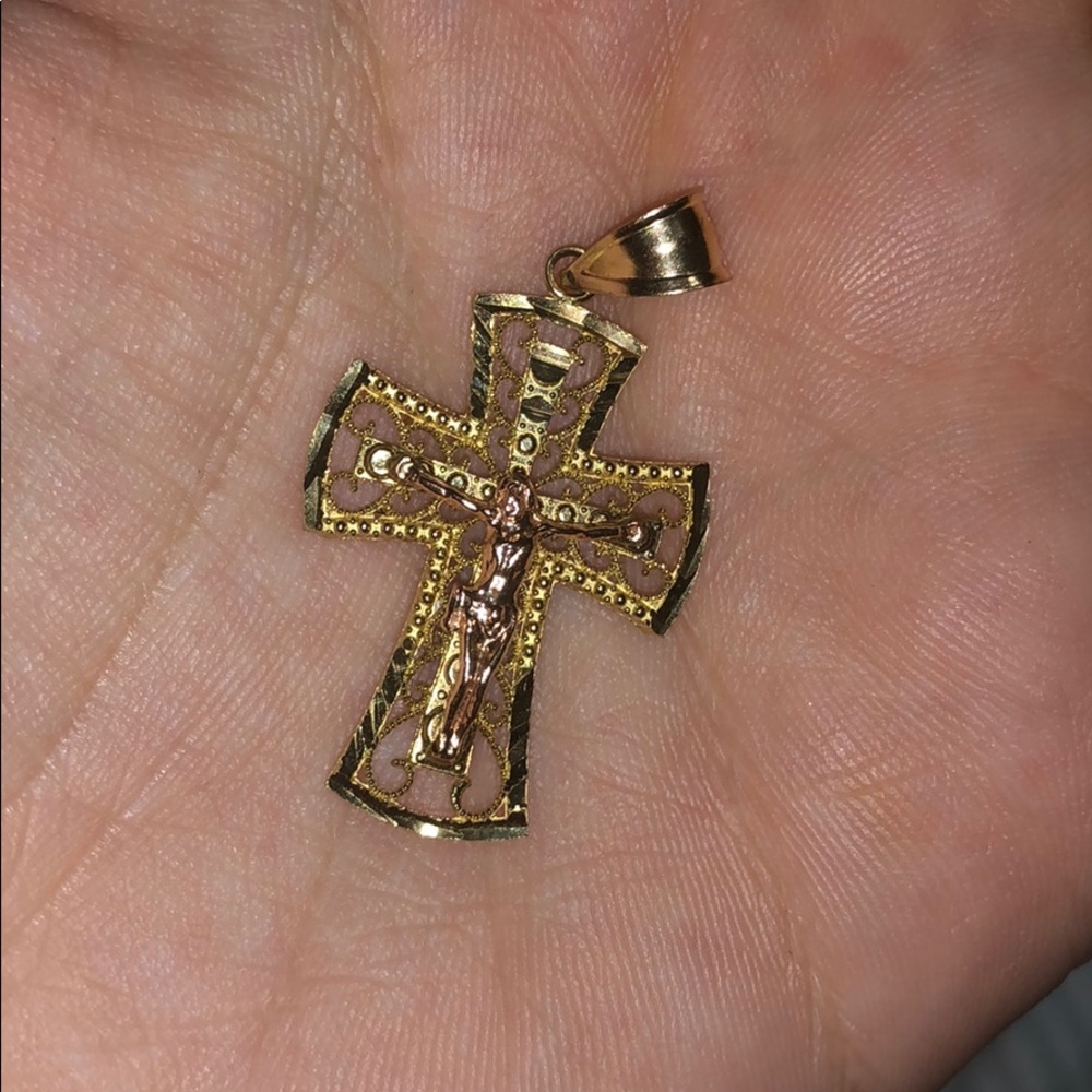 Gold Jesus pendant 10k with rose gold